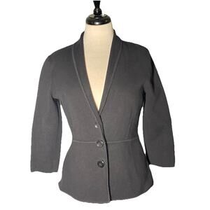 Alfani Women's Petite Sz PM Black Solid Long Sleeve Three Button Knit Blazer